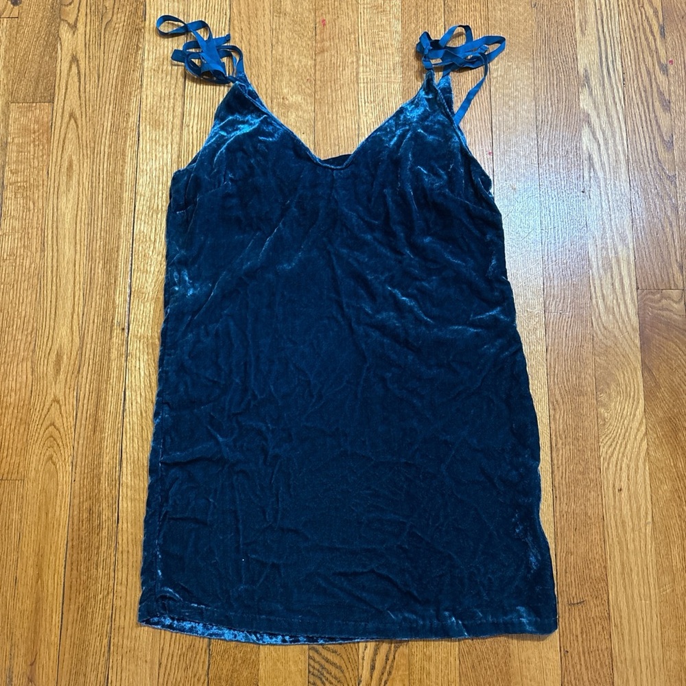 Gypsy Navy Blue Velvet Mini Slip Dress